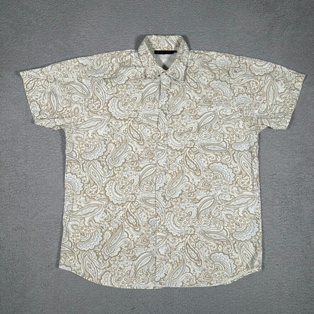 Positano Shirt Mens XXL Biege Paisley‎ Vintage Casual Preppy Button Up USA Made